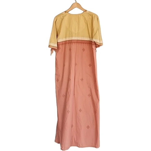 EGYPT Kaftan Maxi Dress XL Nightgown Batik Embroidered Egyptian Loungewear - Picture 11 of 15